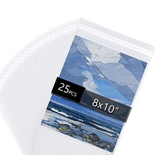 25 Pack Acid Free Crystal Sealed Clear Bags for 8x10 Photots, Artworks | 1.496mil (Single Side), 8 1/2 Inches x 10 3/7 Inches, - size: 8 inch x 10 inch