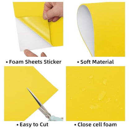 MEARCOOH Self Adhesive Foam Sheets, Yellow 9x12 Inch 2mm Sticky Eva Foam Paper for Crafts Cardmaking Photo Frames Classroom Scrapbooking Christmas Crafts (Yellow 10 Sheets) - color: Yellow Self-adhesive, size: 9X12in-2mm