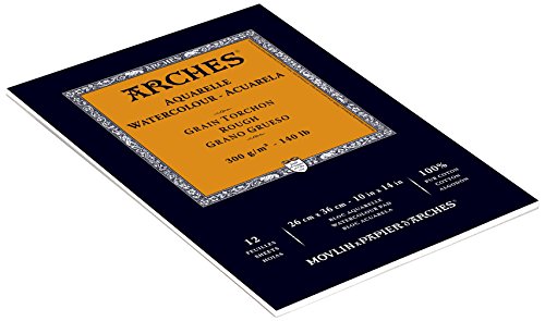 Arches Watercolor Pad, Rough Finish, 140 Pound, 10 x 14 Inch, Natural White, 12 Sheets