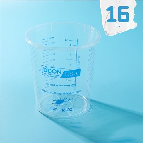 16 Oz Disposable Measuring Cups for Resin, Pack of 10 Clear Graduated Plastic Mixing Resin Epoxy Measuring Cups, Reusable Use for Paint, Epoxy Resin, Art, Kitchen - Liquid Mixing Cups - style: 10