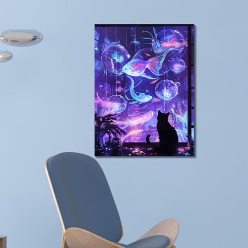 Muzagroo Art Diamond Paintings Kits for Adults Round Full Drill 5D Diamond Art Kits for Beginners Animals Diamond Art Paintings Gem Paintings Diamond Dot Kit 30x40cm(Fish Dream) - color: Fish dream