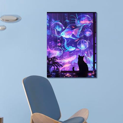 Muzagroo Art Diamond Paintings Kits for Adults Round Full Drill 5D Diamond Art Kits for Beginners Animals Diamond Art Paintings Gem Paintings Diamond Dot Kit 30x40cm(Fish Dream) - color: Fish dream