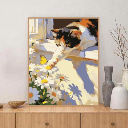 ZRIZQ Paint by Numbers Kit for Adults Beginners,Swans DIY Painting Set,Relaxing Creative Craft Activity,16x20 Inch - color: 16"X20"Rolled Canvas-Cat 3
