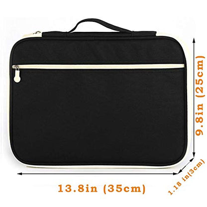 JAKAGO A4 Travel Portfolio Multifunctional Document Organizer Zippered Case for Office Supplies (Black) - color: Black
