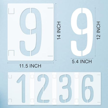 14 Inch Large Symbol and Numbers Stencils, Reusable Templates Interlocking 0-9 Address Number Stencil Kit for Painting on Trash and Recycling Bin, Wood, Wall, Patio, DIY Art Craft Projects - size: 14 inch