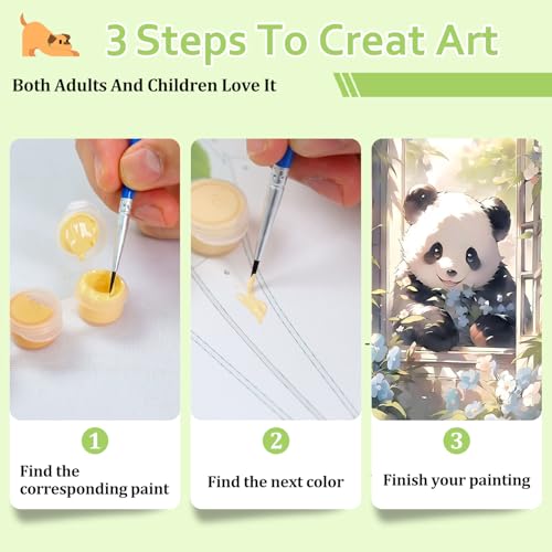 Reivworl Panda Paint by Numbers Kit for Adults Beginner 16×20 inch | Panda Paint by Number Kits 16×20 inch, Crafts on Canvas with Gifts. - color: 15-Panda