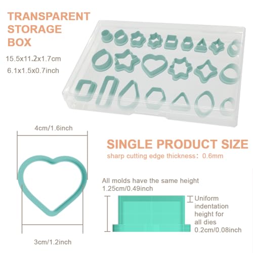 22pcs Basic Shape Polymer Clay Cutters Circle Square Triangle Pendant Earring Making Set Geometric Clay Tools for Jewelry Making Starter Kit - color: Basic Shape
