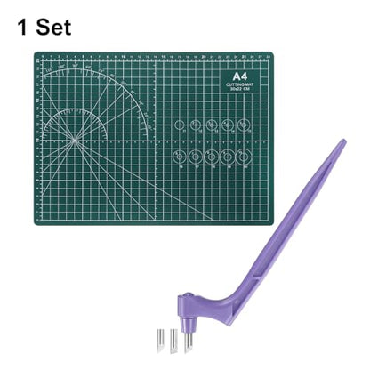 HARFINGTON Craft Cutting Tools 15/30/45 Degree Blades 360 Degree Rotating Blade Stainless Steel Cutter Pen Knife with Mat for DIY Crafts Stencils Scrapbooks, Purple - color: Purple