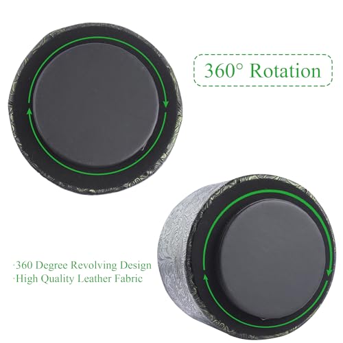 Round Leather Art Supply Organizer,Remote Control Holder,360 Degree Spinning,Multi-Functional Pencil Holder,4 Compartments Desktop Stationary Organizer(1-Carved Metal Green2) - color: 1-Carved Metal Green2