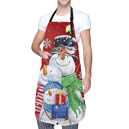 Imiss Waterproof Stain-Resistant Cooking Chef Aprons for Grill BBQ Baking 27 X 31 Inch - color: Snowman