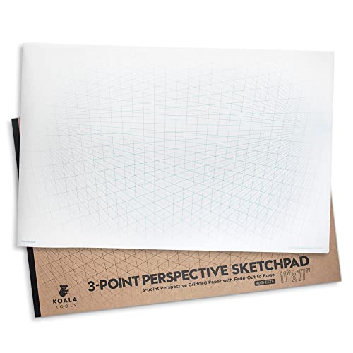 Koala Tools | Drawing Perspective (1 and 2-Point) Large Sketch Pad (3 Point - 11 x 17) - size: 3 Point - 11 x 17