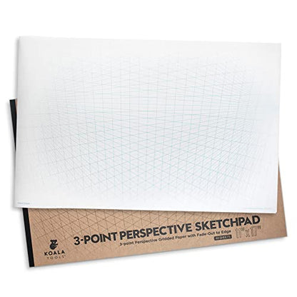 Koala Tools | Drawing Perspective (1 and 2-Point) Large Sketch Pad (3 Point - 11 x 17) - size: 3 Point - 11 x 17