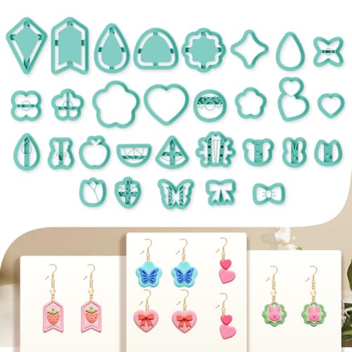 30pcs Cute Elements Polymer Clay Cutters for Earring Making DIY Jewelry Making Polymer Clay Cutter Kit - color: Cute Elements