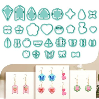 30pcs Cute Elements Polymer Clay Cutters for Earring Making DIY Jewelry Making Polymer Clay Cutter Kit - color: Cute Elements