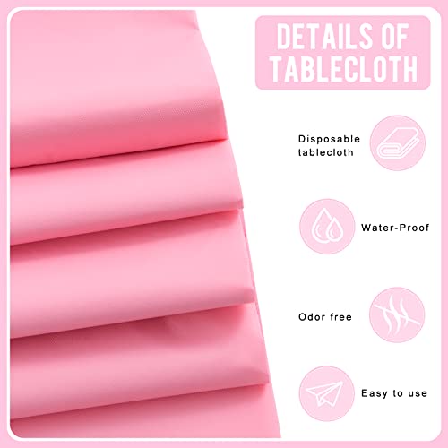 Eleclassi Pink 6 Pack Premium Disposable Plastic Tablecloth 54 x 108 in - Plastic Table Cloth Disposable for Rectangle Table up to 8 Feet - Pink Rectangle Tablecloth - color: Pink