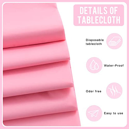 Eleclassi Pink 6 Pack Premium Disposable Plastic Tablecloth 54 x 108 in - Plastic Table Cloth Disposable for Rectangle Table up to 8 Feet - Pink Rectangle Tablecloth - color: Pink