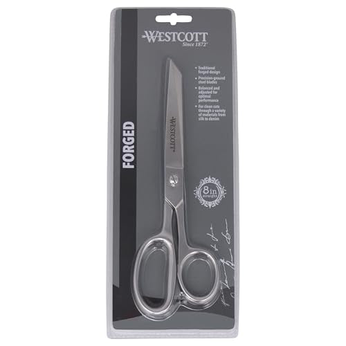 Westcott 8in Forged Classic Fabric and Paper Scissors, Heavy Duty, Knife-Edge for Sewing, Tailoring, General Arts and Crafts, Office - size: 8-Inch Straight