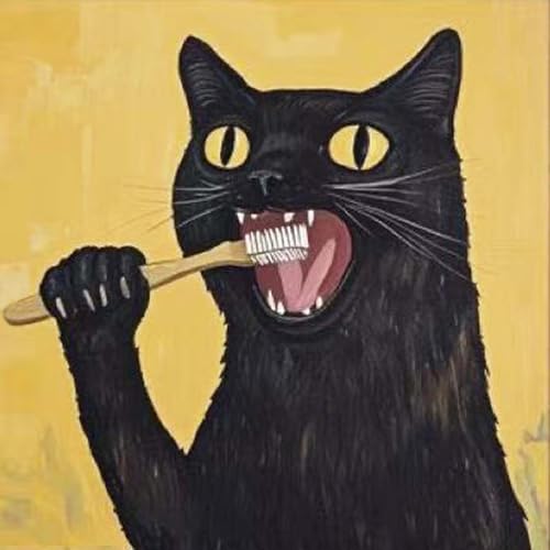 GEMFAMILY Paint by Numbers Kit for Adults Beginners, Animal Cat Adult Paint by Number Kits on Canvas,DIY Black Cat Digital Oil Number Painting Kits for Home Decor 16 X 16 inch - color: HL6659
