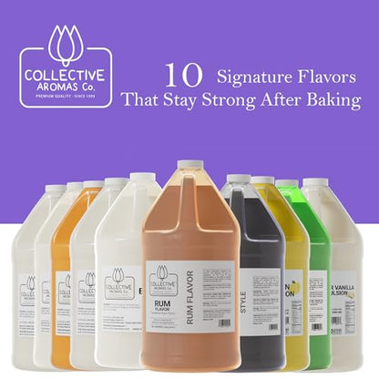 Collective Aromas Co. Caribbean Rum Flavoring Emulsion for Baking, Desserts & Beverages, Concentrated Heat-Stable Rum Flavor, Rich Bakery Style Aroma for Cake, Cookies, Frostings, 1 Gallon (128 fl oz) - size: Caribbean Rum - 1 Gallon (128 fl oz)