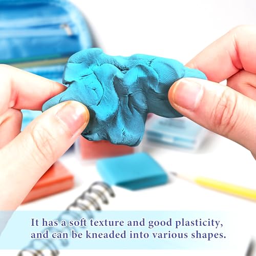 Smilo Kneaded Erasers for Artists, Blue Moldable Putty, 8-Pack | Reusable, Dust-Free and No Smudge, Art Erasers with Storage Case for Charcoal, Graphite, Pencil and Pastel Drawing - color: Blue