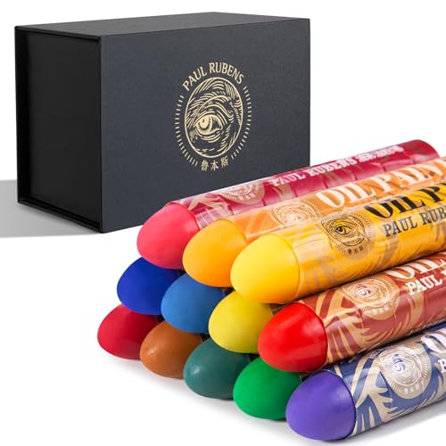 Paul Rubens Jumbo Oil Pastels, 12 Colors B for Artists & Beginners | 0.79"×4.72" Large Oil Pastels, 60g Each. Vibrant Colors, Creamy Texture, Blends Easily. Perfect for Large Area Coloring - color: 12 Colors B