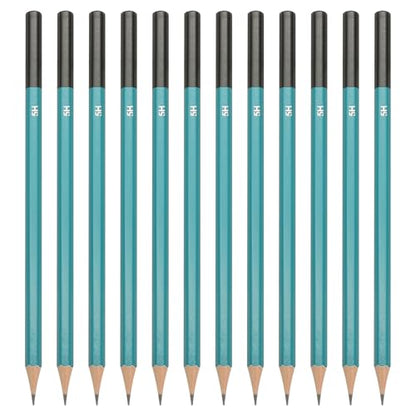 PATIKIL 5H Drawing Pencils for Sketching, 12PCS Sketch Pencils for Drawing Art Pencils Graphite Wood Pre-sharpened for Drawing Sketching Artist, Hexagonal, Black Refill, Green/Black Pole - style: 5H