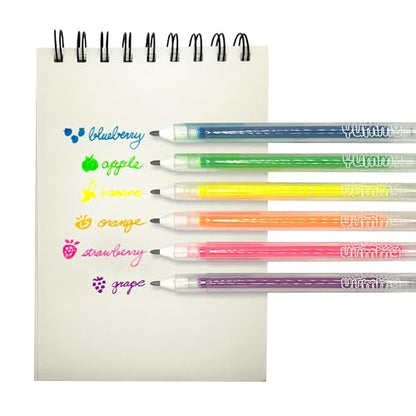 OOLY Yummy Yummy Scented Gel Pens, Neon, Set of 6 | Ages 3+, Fruity Scented Gel Ink, Vibrant Neon Colors, 1.0mm Nib, Fun Writing Pens for School and Crafts - style: Neon - Set of 6