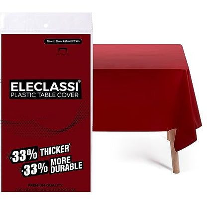 Eleclassi Burgundy 12 Pack Premium Disposable Plastic Tablecloth 54 x 108 in - Plastic Table Cloth Disposable Tablecloth for Rectangle Table Up to 8 Feet - color: Burgundy, size: 12 Pack Rectangle
