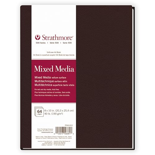 Strathmore 500 Series Mixed Media Paper Art Book, Matte Brown Soft Cover Binding, Natural White, 32 Sheets, 8x10 inch - size: 8x10 inch, style: Soft Cover