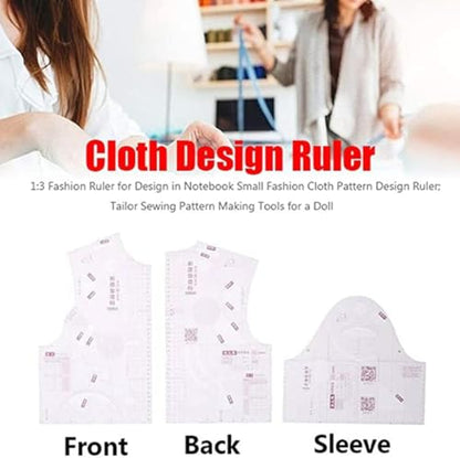 3 Piece Clear Set Doll Clothes Ruler Tailor Garment Cloth Sewing Tool Design French Curve Drafting Template 1:5 Fashion Tools Measure for Dressmaking Pattern Design Tape Measures and Rulers