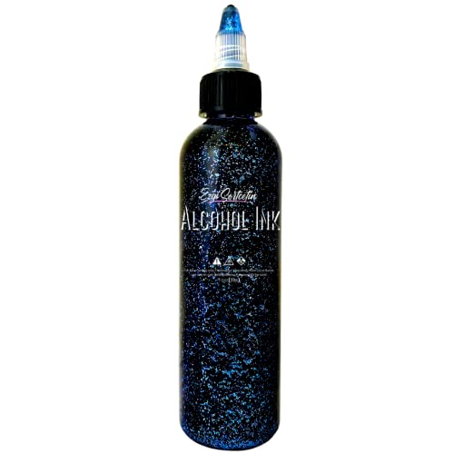 Premium Alcohol Ink|Metallic or Glitter Vibrant|High Saturated Unique Colors|4oz|for Tumblers,Coasters,Resin Dye,Alcohol Ink Paper,Yupo,Resin Petri Dish|by Ezgi Sertcetin (Glitter Parliament Blue) - color: Glitter Parliament Blue