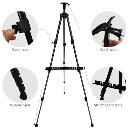 RRFTOK 17-66 Inch Adjustable Art Easel Stand for Painting and Sign, Black - style: 66S Black 1-pack