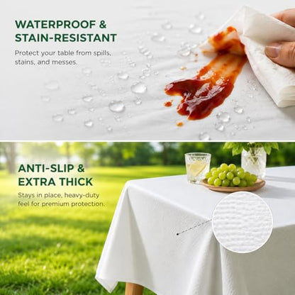 ANECO 100% Compostable Tablecloths for Rectangle Tables (54x108, 3 Count) | White Disposable Rectangular Tablecloth - Anti-Plastic Table Cover for Outdoor, Party, Picnic, Wedding - color: Ceramic White