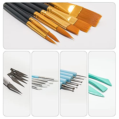 24Pcs Polymer Clay Tools Supplies Kit Roller Pin Sculpting Clay Cutters for Earring Jewelry Acrylic Roller Modeling Precision Knife Set Needle Detail - color: 24 Pcs