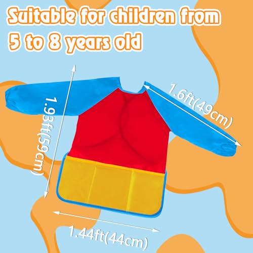 Zkptops Kid Art Smocks Waterproof Kids Painting Aprons Toddler Art Smock Kids Paint Smock with Long Sleeve 3 Roomy Pockets for Age 3-7 Years(Red) - color: Y 1 Pack Red