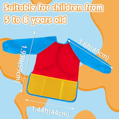 Zkptops Kid Art Smocks Waterproof Kids Painting Aprons Toddler Art Smock Kids Paint Smock with Long Sleeve 3 Roomy Pockets for Age 3-7 Years(Red) - color: Y 1 Pack Red
