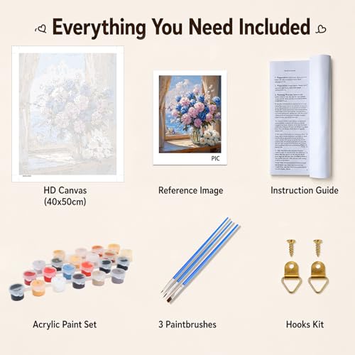 AUKELHJ Paint by Numbers Kit for Adults Beginner, Vase Flowers, 16X20 Inch - color: 17-Flowers