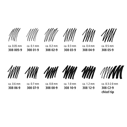 STAEDTLER Pigment Liner Fineliner Pens, Black, 6 Pack Assorted Tip Sizes (0.05mm - 0.8mm): Waterproof Drawing & Writing Pens for Note Taking, Journaling, Sketching, Manga & Back to School Supplies