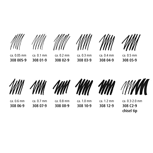 Staedtler Pigment Liner, Fineliner Pen for Drawing, Drafting, Journaling, 0.1mm, Black, Box of 5 Pens, 308 01-9M - style: 0.1mm