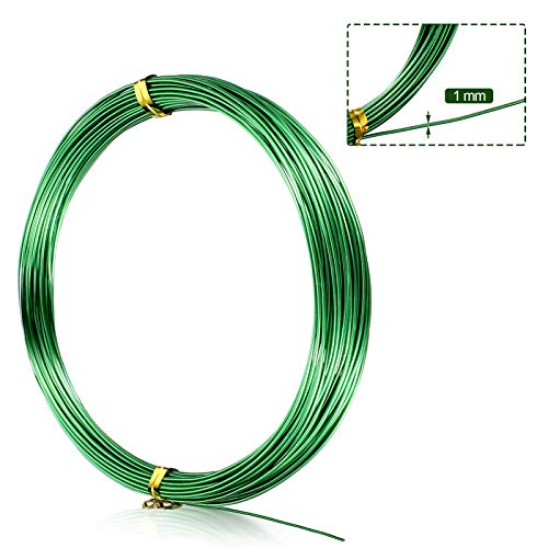 TecUnite 1 Roll Aluminum Wire for Jewelry Making, 10 M X 1 mm, Green - color: Green, size: 10000 mm x 1 mm