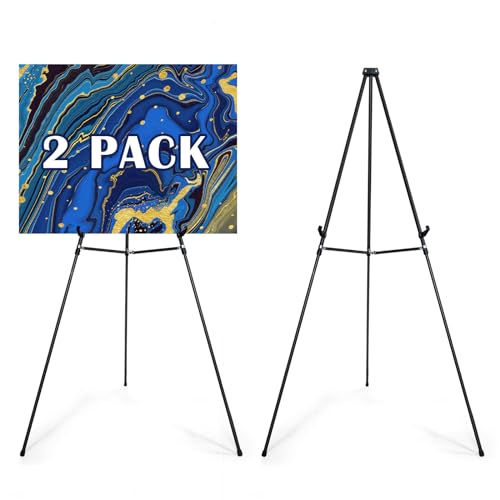 70" Adjustable Aluminum Display Easel Stand, Holds 20 lbs | Versatile Tripod Easel for Artistic Presentations, Lightweight and Sturdy for Art Shows, Exhibitions, and Studios,2 Pack - style: 2 Pack