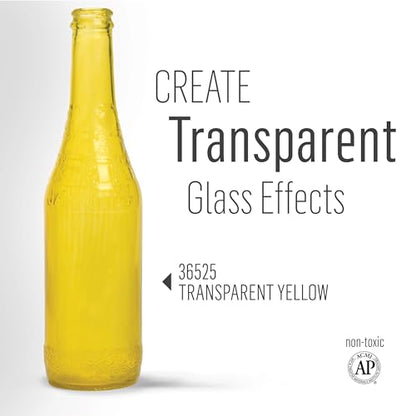 FolkArt Murano Transparent Acrylic Glass Paint, Yellow, Perfect for Indoor and Outdoor Arts and Crafts Projects, 2 fl oz, 36525 - color: Transparent Yellow, style: Transparent
