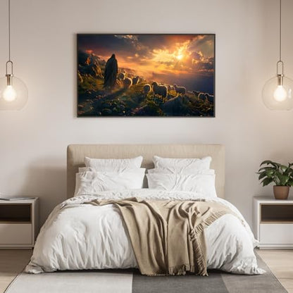 DDGEMART 5D Diamond Painting Kit for Adults, Full Drill Jesus Good Shepherd Christ Flock Religious Art for Beginners, Large Horizontal 28x16 inch - color: Jesus Good Shepherd