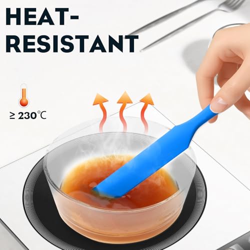 3pcs Silicone Jar Spatulas 10in Long Skinny Heat-Resistant, Narrow Spatula Set for Scraping Peanut Butter, Sourdough, Jam in Small Containers, Blenders & Baking (Black & Red & Blue) - color: Black & Red & Blue