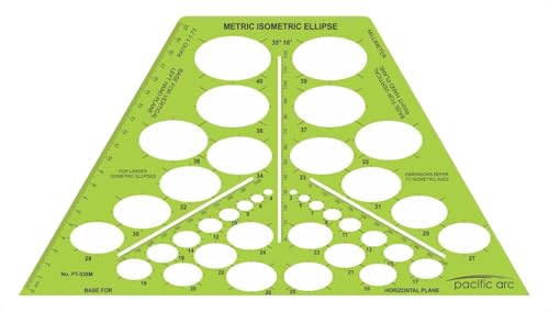 Pacific Arc Template: Metric Isometric Ellipse 35 & 16 Degrees 13.25" x 7.25" - style: Metric Isometric Ellipse 35 & 16 degrees