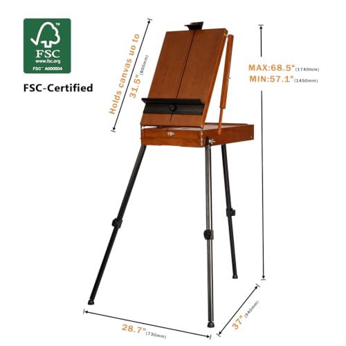 DJAR French Easel for Painting, Portable Adjustable Art Easel with Drawer, Wooden Palette, Holds Canvas up to 34", Sketchebox for Adults, Artists