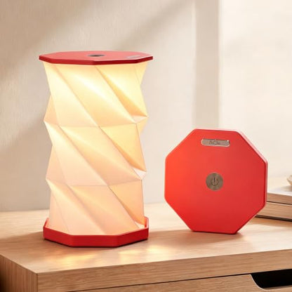 Portable Foldable Table Lamp, Japanese Gift, Paper Lantern Lights | Touch Control Dimmable Lamp with 3 Adjustable Heights, Rechargeable Warm Light, Travel Gifts for Women Men Couples (Red) - color: Red