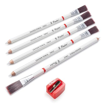 Pasler Eraser Pencils 7802 Perfection Detail Eraser Pencil with Brush and Sharpener, Perfect for Sketches and Coloured Illustrations (4- Pack) (6- Pack) - style: 6- Pack
