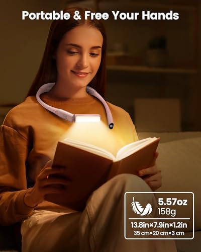 Glocusent Bendable Neck Light, 100 Hours Reading Light for Book Lover Gifts - color: Pink