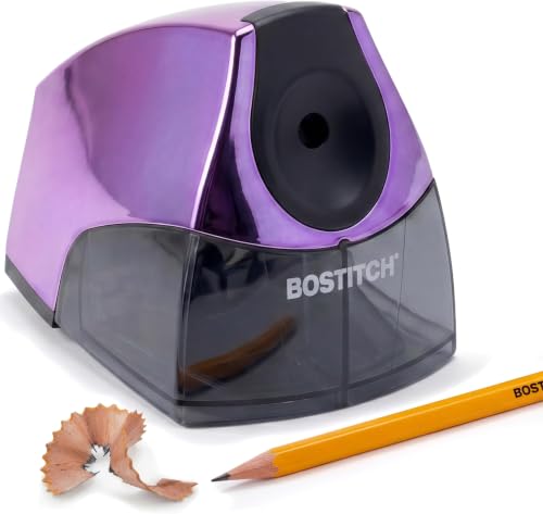 Bostitch Office Electric Pencil Sharpener for Classroom & Desk Use, Heavy-Duty Stall-Free Motor, High-Capacity Shavings Tray, Metallic Purple (Pack of 6) - color: Metallic Purple (Pack of 6)
